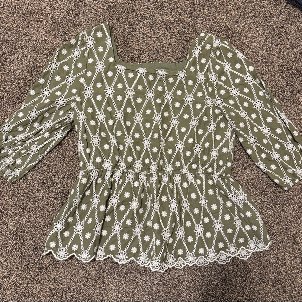 Green Floral Women's Top